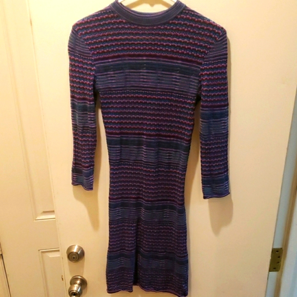 Free People Striped Knit Dress Blue & Purple